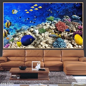 Tranh Đại Dương, cá heo 3D trang trí tường