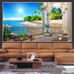 Tranh Đại Dương, cá heo 3D trang trí tường