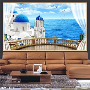 Tranh Đại Dương, cá heo 3D trang trí phòng khách