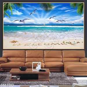 Tranh Đại Dương, cá heo 3D trang trí phòng khách