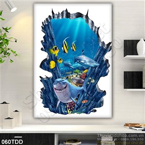 Tranh Đại Dương, cá heo 3D in gạch