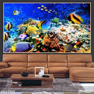 Tranh Đại Dương, cá heo 3D trang trí tường