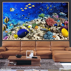 Tranh Đại Dương, cá heo 3D trang trí tường