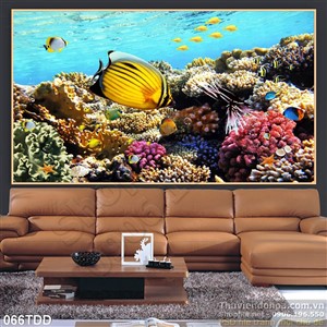 Tranh Đại Dương, cá heo 3D treo tường trang trí