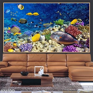Tranh Đại Dương, cá heo 3D dán tường