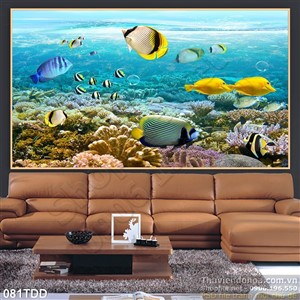 Tranh Đại Dương, cá heo 3D trang trí tường