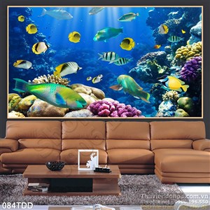 Tranh Đại Dương, cá heo 3D trang trí phòng ăn