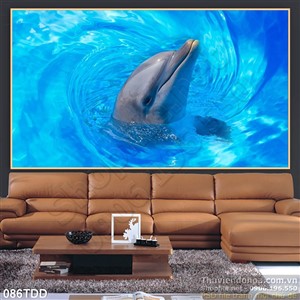 Tranh Đại Dương, cá heo 3D in gạch đẹp