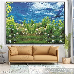 Tranh Đại Dương, cá heo 3D trang trí phòng ngủ