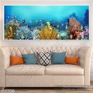 Tranh Đại Dương, cá heo 3D trang trí tường