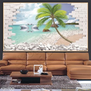 Tranh Đại Dương, cá heo 3D dán tường đẹp