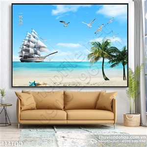 Tranh Đại Dương, cá heo 3D dán tường