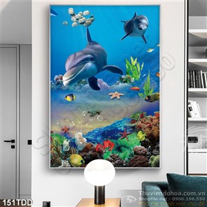 Tranh Đại Dương, cá heo 3D in gạch đẹp