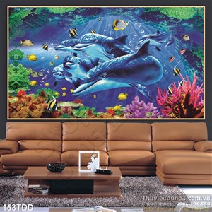 Tranh Đại Dương, cá heo 3D trang trí phòng trẻ em