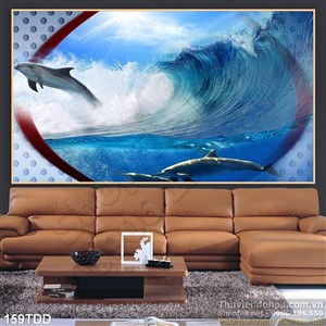 Tranh Đại Dương, cá heo 3D treo tường nghệ thuật