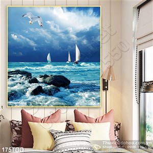 Tranh Đại Dương, cá heo 3D treo tường đẹp