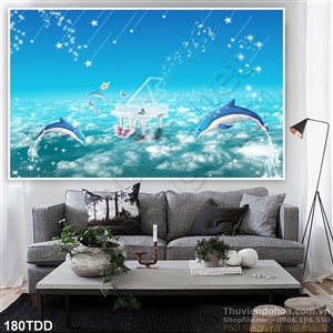 PSD cá heo 3D trang trí phòng cho bé