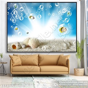 Tranh Đại Dương, cá heo 3D dán tường đẹp