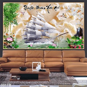 Tranh thuận buồm xuôi gió 3d giả ngọc