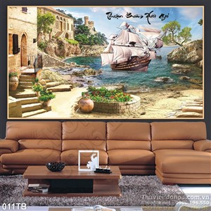 Tranh thuận buồm xuôi gió cảnh châu âu 3d ấn tượng