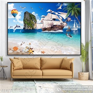 Tranh thuận buồm xuôi gió hòn đảo nhỏ giữa biển