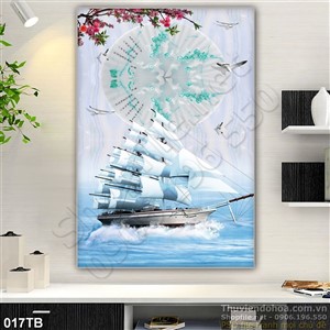 Tranh thuận buồm xuôi gió khổ dọc và chim hải âu bay lượn psd in uv