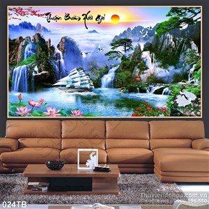 Tranh thuận buồm xuôi gió phong thủy hữu tình 3d ấn tượng