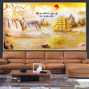 Tranh thuận buồm xuôi gió 3d wall sơn thủy nghệ thuật
