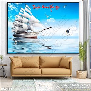 Tranh thuận buồm xuôi gió chú hải âu và con thuyền trắng