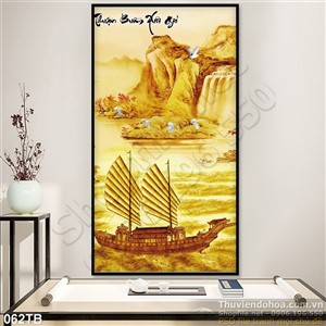 Tranh thuận buồm xuôi gió con thuyền vẽ tay nghệ thuật 3d in file psd