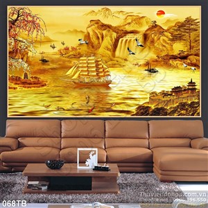 Tranh thuận buồm xuôi gió phong thủy mạ vàng đẹp ấn tượng