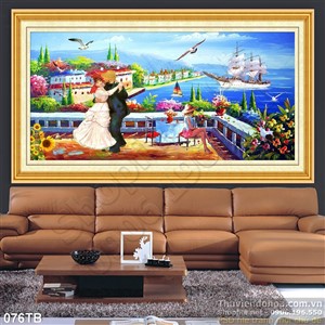 Tranh thuận buồm xuôi gió nhảy múa ngoài ban công và con thuyền