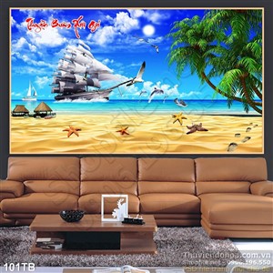 Tranh thuận buồm xuôi gió bãi cát vàng và những con sao biển