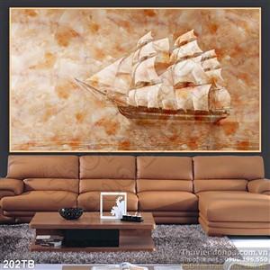 Tranh thuận buồm xuôi gió nền đá 3d đẹp ấn tượng psd