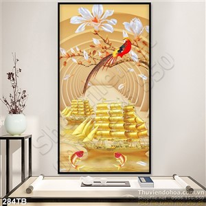 Tranh thuyền buồm xuôi gió 3d cá chép in uv