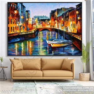 Tranh Sơn Dầu Châu Âu sông nước