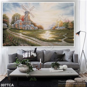 Tranh Sơn Dầu Châu Âu cối xay gió