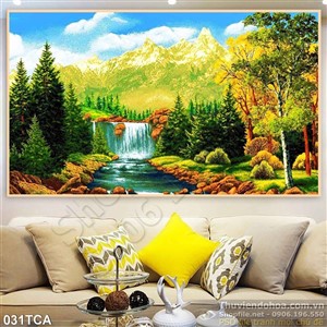 Tranh Sơn Dầu Châu Âu thác nước thiên nhiên