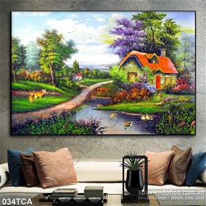 Tranh Sơn Dầu Châu Âu làng quê