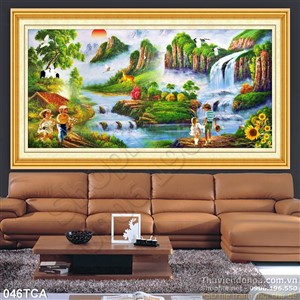 Tranh Sơn Dầu Châu Âu thác nước