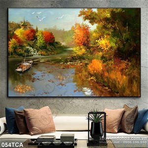 Tranh Sơn Dầu Châu Âu dòng sông thơ mộng