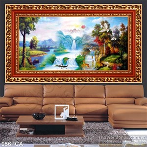 Tranh Sơn Dầu Châu Âu phong cảnh bên thác nước