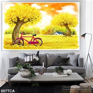 Tranh Sơn Dầu Châu Âu cánh đồng hoa vàng