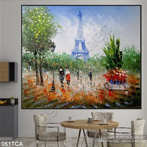 Tranh Sơn Dầu Châu Âu tháp Eiffel