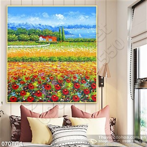 Tranh Sơn Dầu Châu Âu cánh đồng hoa