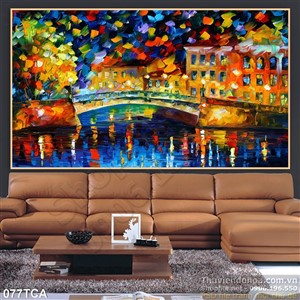 Tranh Sơn Dầu Châu Âu cây cầu