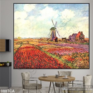 Tranh Sơn Dầu Châu Âu cối xay gió