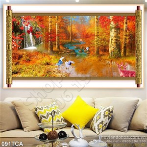 Tranh Sơn Dầu Châu Âu cảnh ven sông