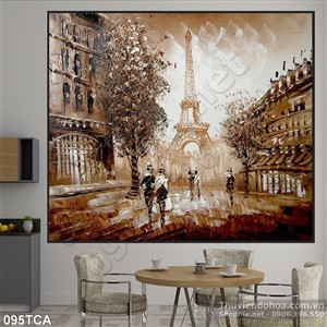 Tranh Sơn Dầu Châu Âu táp eiffel