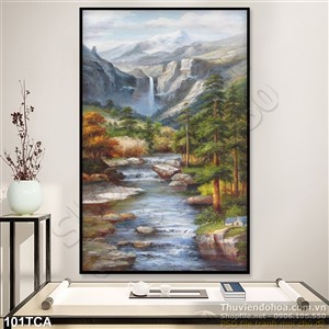 Tranh Sơn Dầu Châu Âu thác nước trên sông
